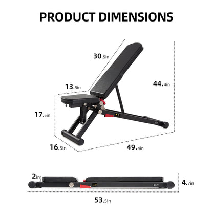 DHT Weight Bench, Adjustable Weight Benches for Home Gym, Workout Bench with Fast Folding, Incline Decline Bench Press for Full Body, Black