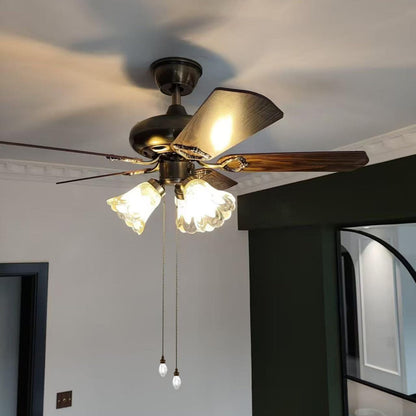 RUIAN 2 Pcs Decorative Fan Pull Chain Ornament Set Lamp Pull Extension for Light Fan with 12 Inch Bronze Chains and Crystal Glass Pendant Decor.