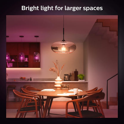 Philips Hue Smart 100W A21 LED Bulb - White and Color Ambiance Color-Changing Light - 4 Pack - 1600LM - E26 - Indoor - Control with Hue App - Works with Alexa, Google Assistant and Apple Homekit.