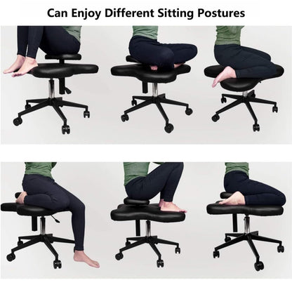 GenSDH Kneeling Chair, Home Office Desk Chair, Ergonomic Posture Chair with Padded Cushion, Cross Legged Office Chair, Meditation Chair for Home and Office,Grey-One Size