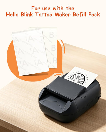 Compatible with Hello Blink Tattoo Maker Refill Pack,Includes 60pcs Tattoo&Transfer Papers and 4 Markers, Temporary tattoos, constantly creative