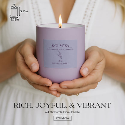Lilac Blossoms Natural Soy Candle Non Toxic for Home Scented, Purple Aromatherapy Candle Décor Birthday Gifts Ideas for Her Women Mom Daughters Friends, 6.4 Oz