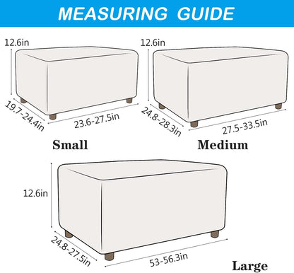OBCREAT Ottoman Covers, Stretch Jacquard Ottoman Slipcover Soft Thick Folding Storage Cover Rectangle Footrest Stool