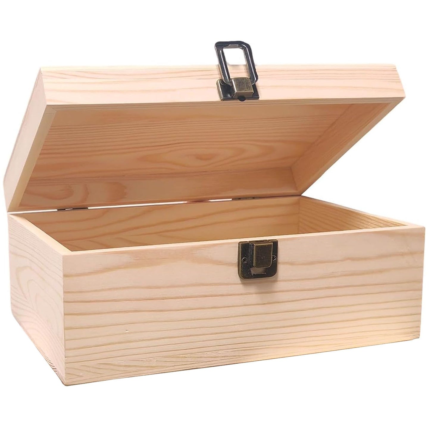 YXFZPAN Natural Wooden Craft Box with Hinged Lid - Large 9.2"x5.5"x3.9" Reusable DIY Jewelry & Gift Box for Home, Art Supplies, and Hobby Organization, Unfinished Unpainted Wood Box