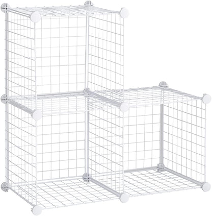 Rubbermaid 3 Piece Stackable Storage Wire Cube Set, Easy Assemble, White, Multi-Use Home Organizer for Closet/Toys