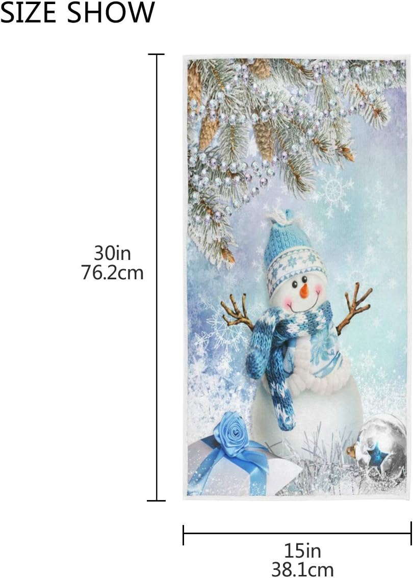 Merry Christmas Snowman Hand Towels, 16x30 in, Ultra Soft Absorbent Winter Bath Towel, Kitchen Dish Guest Towel