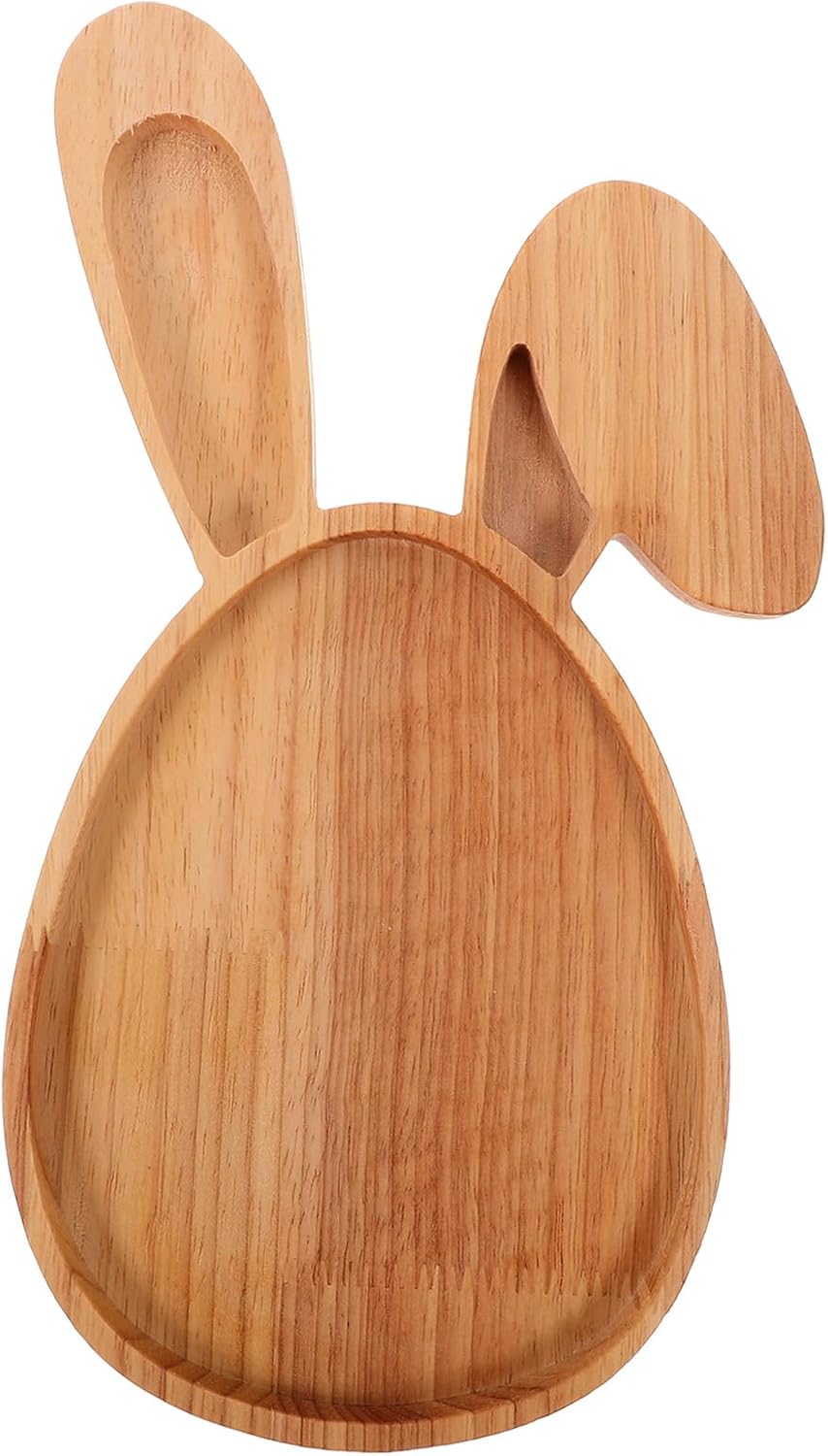 Cabilock Easter Bunny Cutting Board, Rabbit Shaped Kitchen Chopping Board Platter for Cheese, Dessert Serving Tray