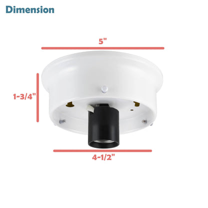 Aspen Creative 22105-03-1, Flush Mount Ceiling Fixture Shade Holder Kit in Matte White Finish 4-1/2" Fitter, 5" Diameter x 1-3/4" Height