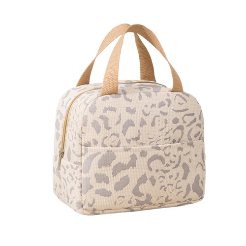 Geiruiou Small Insulated Lunch Box for Women & Men, Cute Reusable Lunchbox for Work & Travel, Waterproof Cooler Bag, Lightweight & Durable (Beige)