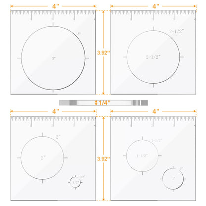 Monliful Pack of 4 Circle Inlay Template Set Router Templates for Woodworking,Router Jig Templates Decorative Templates