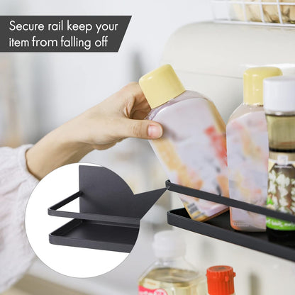 KES Magnetic Spice Rack for Refrigerator, Magnetic Shelf Spice Shelf for Kitchen, 2 Pack Matte Black