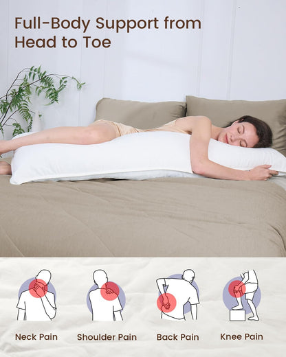 20"x54" ZonLi Body Pillows for Adults, Quilted Long Pillow for Bed, Body Pillow with Removable Cotton Cover