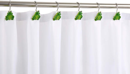 CHICTIE Frog Shower Curtain Hooks, Set of 12 Green Decorative Stainless Steel Rustproof Rings