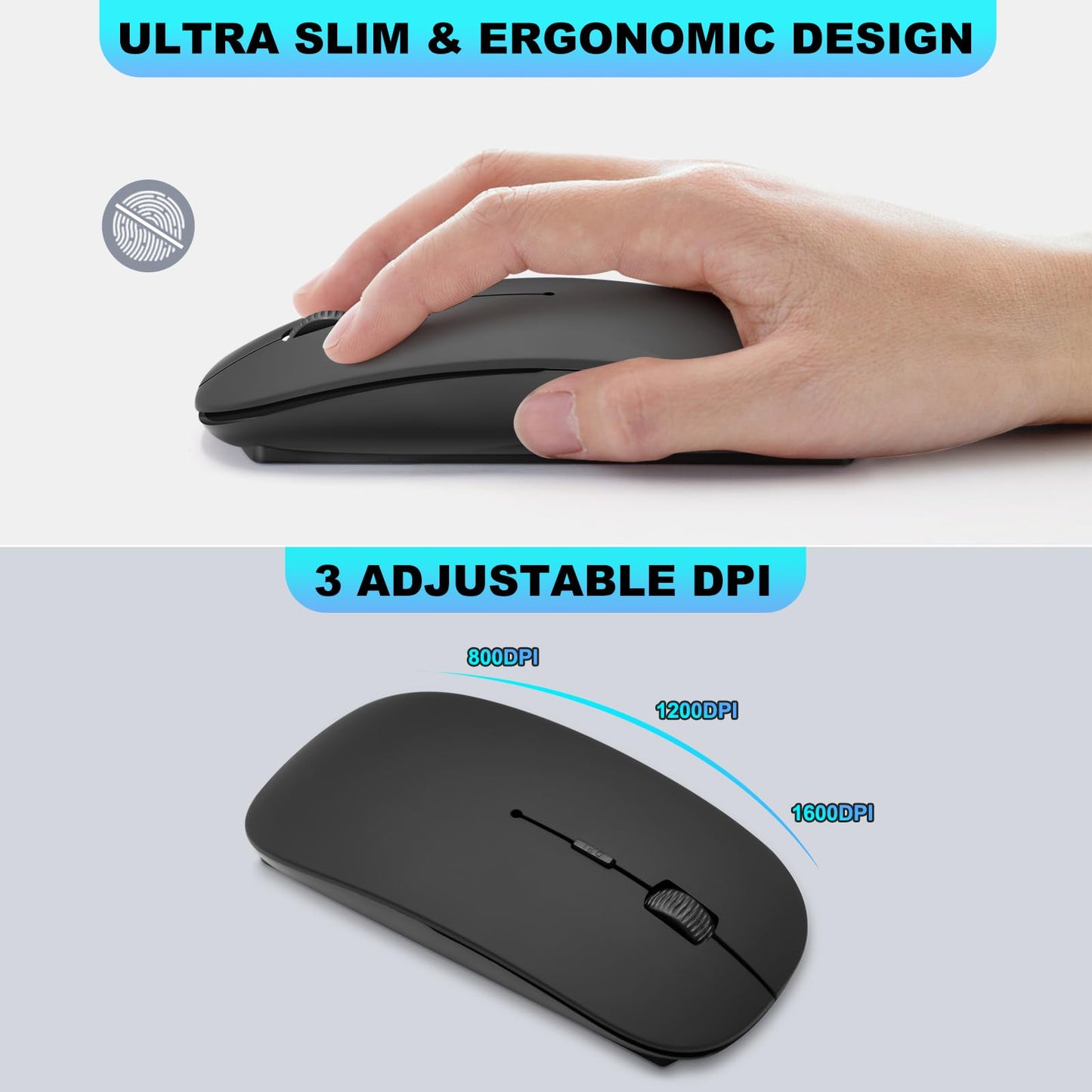TRELC Wireless Numeric Keypad, Mini 2.4G 18 Keys Number Pad, Portable Silent Financial Accounting Numeric Keypad Keyboard Extensions with Wireless Mouse for Laptop, PC, Desktop, Notebook(Black)