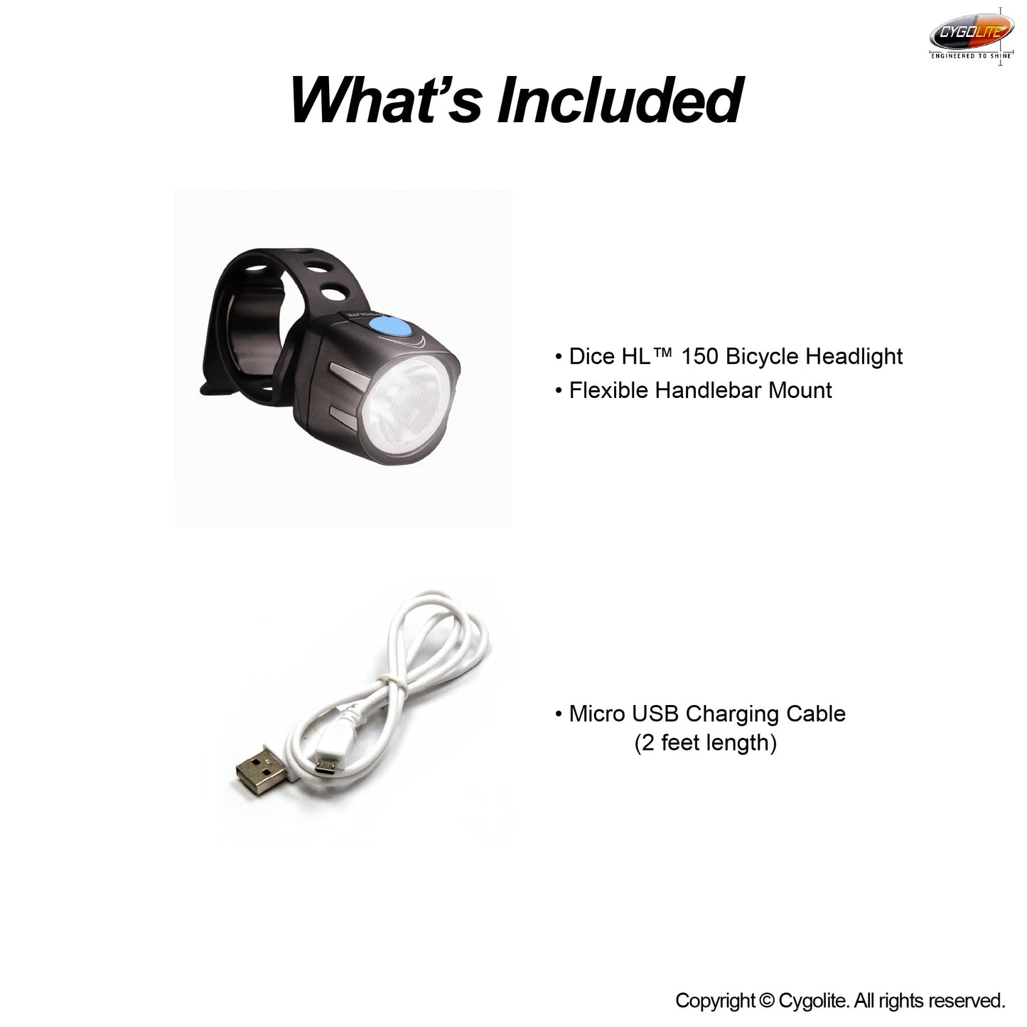 Cygolite Dice HL– 150 Lumen Bike Light– 6 Night & 2 Daytime Modes– Ultra Compact Design– IP64 Water Resistant– Sturdy Flexible Mount– USB Rechargeable Headlight - for Aero Road & Commuter Bicycles