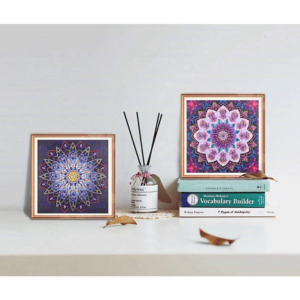 VVBAOZI 4 Packs Small Diamond Art Kit for Adults, DIY Mandala Diamond Painting Kits with Tools, Partial Drill Gem Art by Numbers for Home Wall Decor(Canvas Size: 9.84"x9.84")
