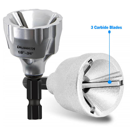DKIBBITH Heavy-Duty Deburring Chamfer Tool with Sharp Tungsten Carbide Blades, Fast Hex Shank Deburr, External Burr Removal for Metal Rod Bolt Pipe 3D Printing PVC in 1/8" to 3/4" Diameter (3~19mm)