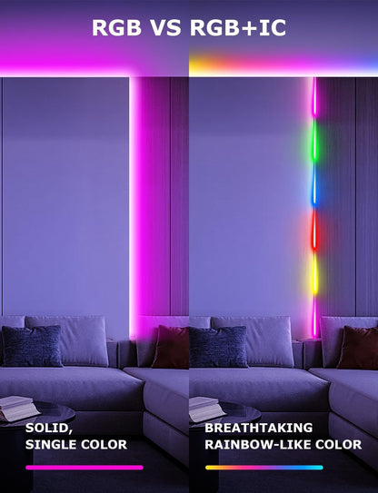 82FT RGB+IC LED Strip Lights, Continuous Connection Smart LED Lights for Bedroom, Bluetooth LED Lights APP Control