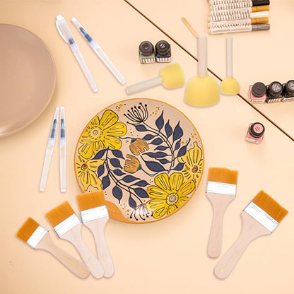 WEBEEDY 27 Pcs Decoupage Tool Set Professional Paper Craft Kit with 5 Sponge Brushes, 12 Wooden Brushes, 6 Water Pen, 2 Spray Bottle & Silicone Table Mat for Scrapbook DIY Art Crafts Supplies