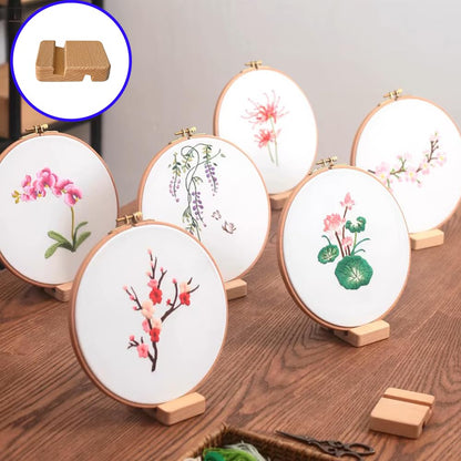 6 Pcs Wooden Embroidery Hoop Base, Cross Stitch Holder for Embroidery Display Stand