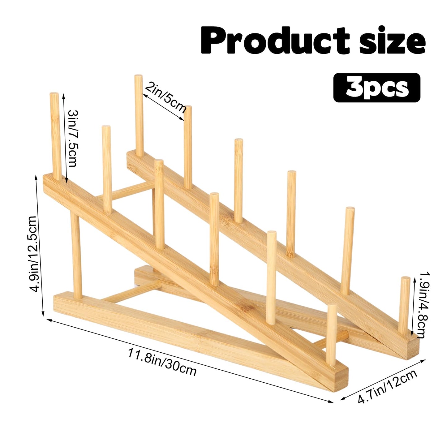 3 Pcs Bookshelf Holder, Wood Book Stand for Display 5-Tier Tabletop Small Kids Bookshelf Portable Book Rack Organizer Plate Holder for Vendor Events Art Platter Craft Show Retail Magazine Record