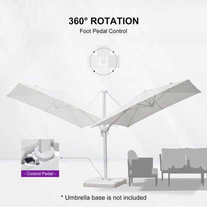 PURPLE LEAF 8 FT White Cantilever Patio Umbrella Aluminum Square Outdoor Offset Umbrella Hanging Windproof with 360° Rotation for Garden Deck Pool, White