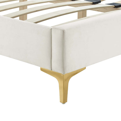 Modway Zahra Channel Tufted Performance Velvet Twin Platform Bed in White