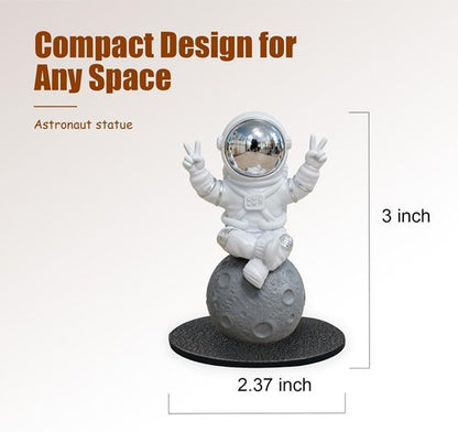 Astronaut Figurine Statue - 3-Inch Resin Spaceman Desk Decor | Cute Space Accent for Office & Boys Room