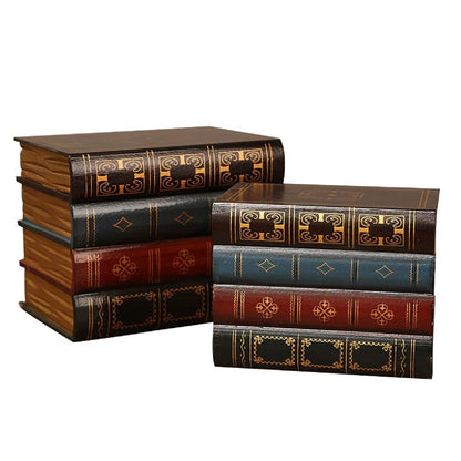 Blanc 2 Pcs Classic Brown Wooden False Book Box Storage Box, 7.87 x 6.3 x 5.51 inches, 1 kg Capacity Each, 2 Count