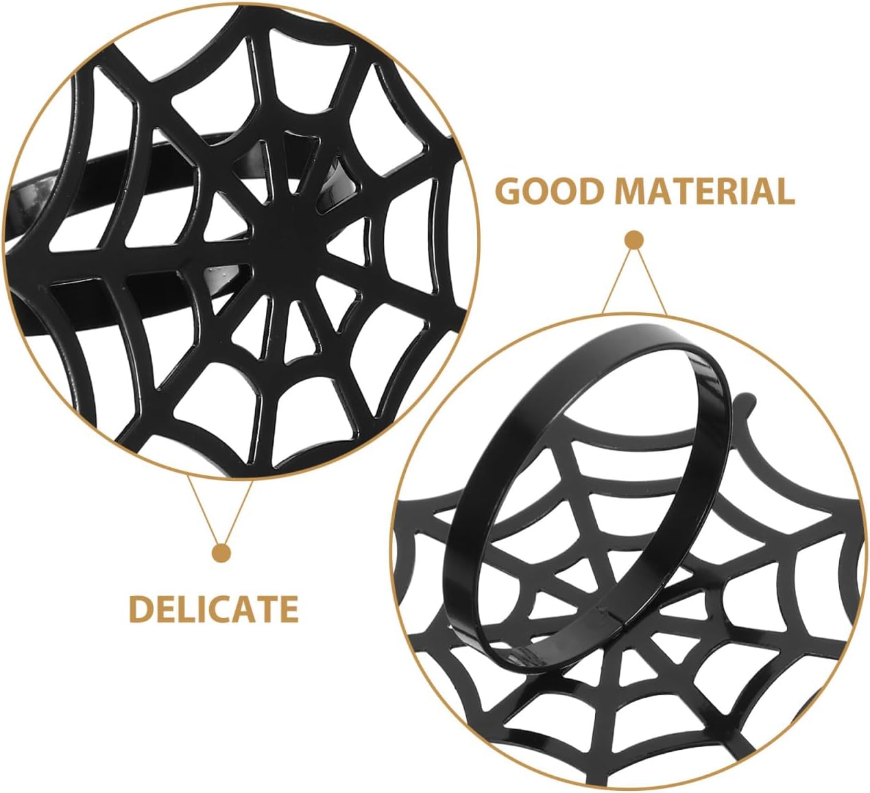FRCOLOR 4pcs Metal Spider Web Napkin Holder, Halloween Napkin Rings for Festival Parties Weddings