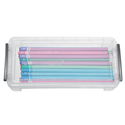 BTSKY Large Capacity Pencil Box, Office Supplies Storage Organizer Box, Brush Painting Pencils Storage Box Watercolor Pen Container Drawing Tools(6 Pack Clear)