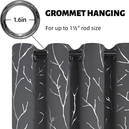 BUHUA Blackout Curtains for Bedroom, 63 Inch Length Thermal Insulated Grommet Top Curtains, 2 Panels, Dark Grey