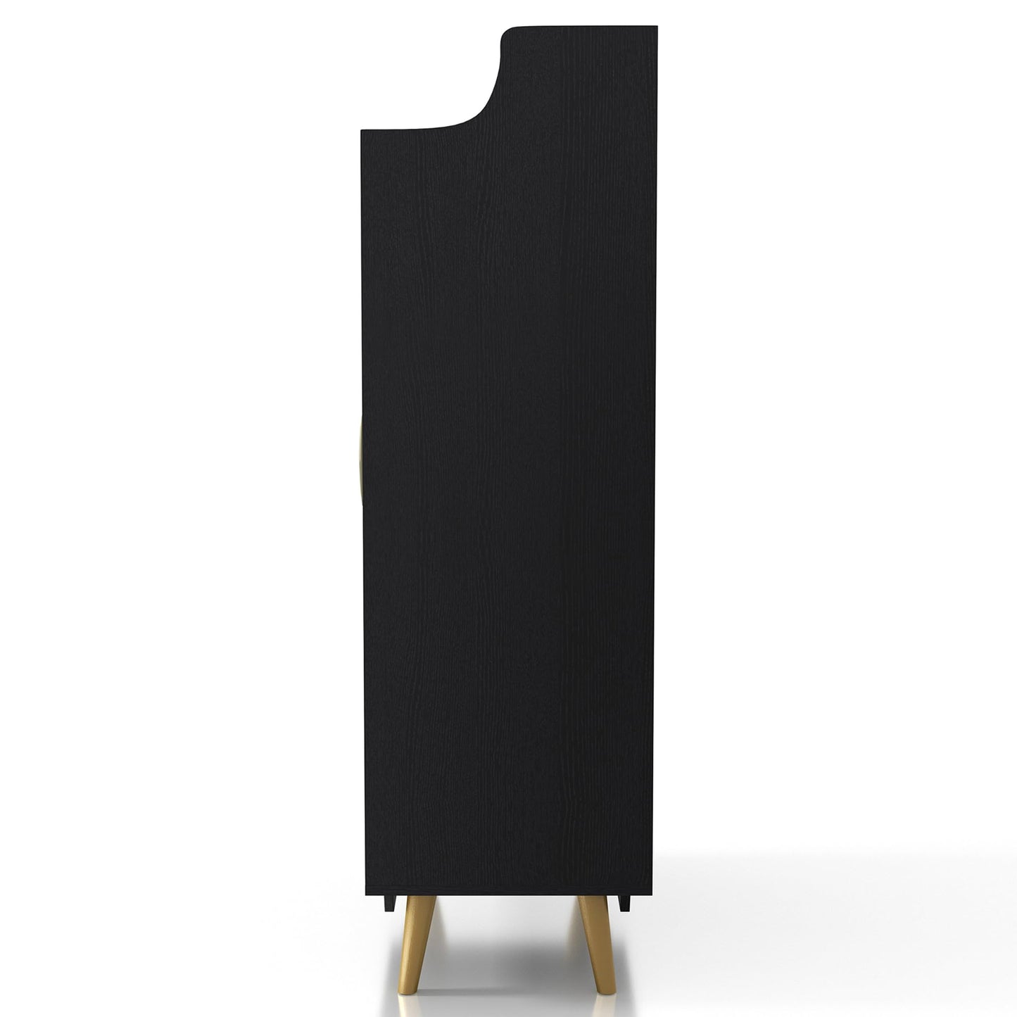 24/7 Shop at Home Ansel Mid-Century Modern 2-Door Storage Wood 32 in. Shoe Cabinet with Adjustable Shelves for Entryway, Hallway, Black