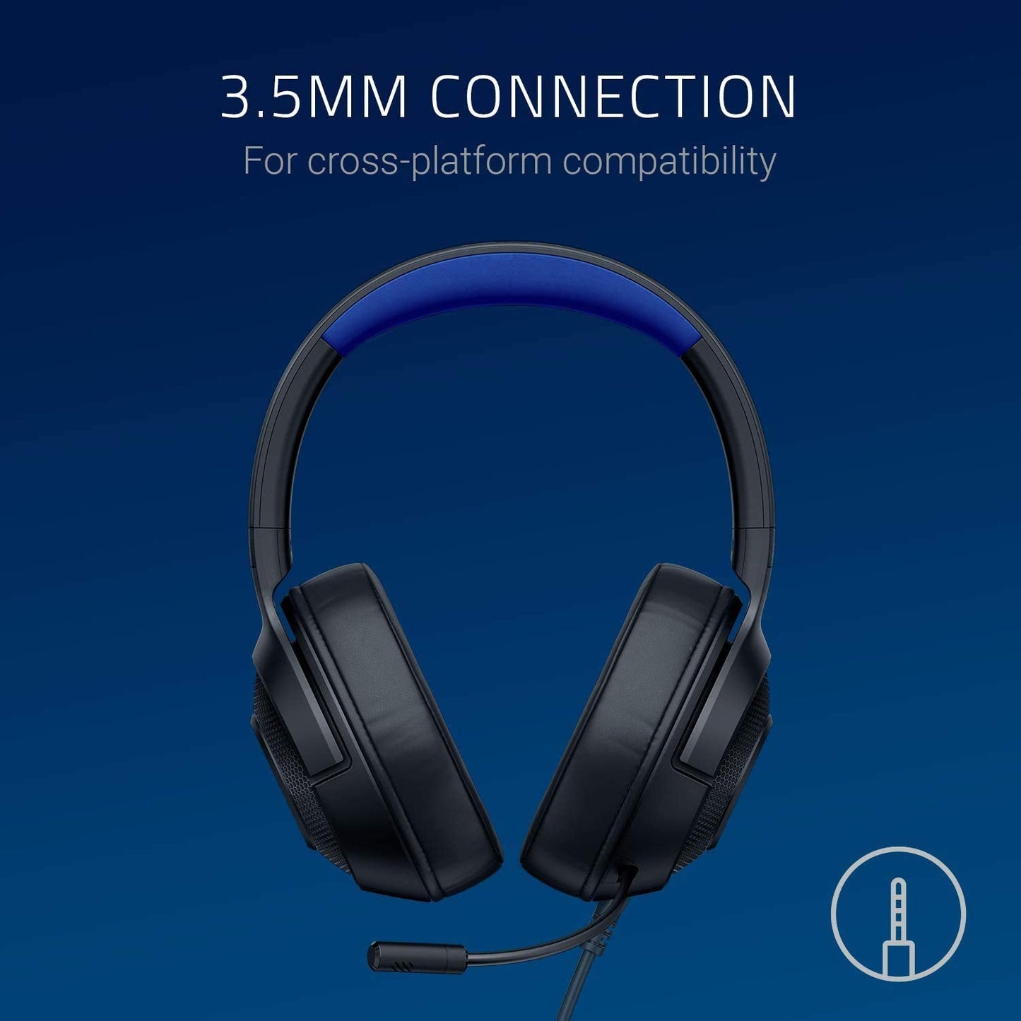 Razer Kraken X Ultralight Gaming Headset: 7.1 Surround Sound - Lightweight Aluminum Frame - Bendable Cardioid Microphone - for PC, PS4, PS5, Switch, Xbox One, Xbox Series X|S, Mobile - Black/Blue