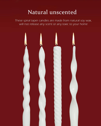 Olive Green Taper Candles Spiral Candlesticks Unscented Smokeless Tall Candles for Wedding Holiday Dinner Party Home Decorative candles-10inch,4pcs