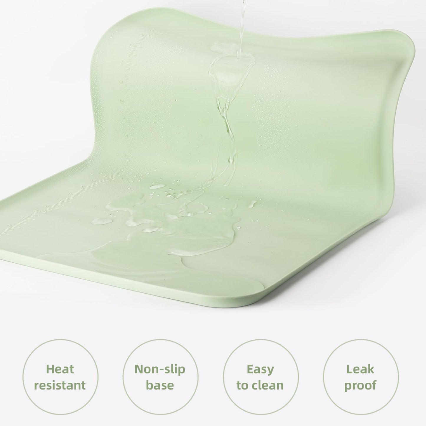 acDesign 2Pcs Silicone Painting Mat with Raised Edge 24" x 16" Waterproof Non-Slip Silicone Craft Mat for Painting, Clay，Jewelry-Making，Green