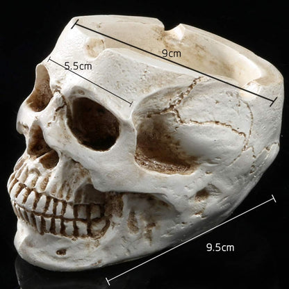 NUOBESTY 2Pcs Halloween Skull Figurines Bowl - Resin Flower Pot Planter Collectible Human Skeleton Statue Ornament