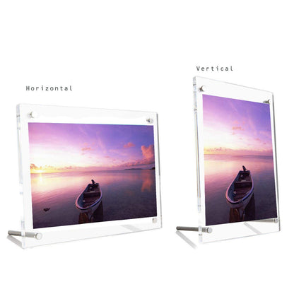 B&NN 8.5" * 11'' Acrylic Picture Frame Floating Look，3MM + 3MM Thickness Clear Photo Frame，Desktop Frame less Display, Self Standing (8.5" * 11'')