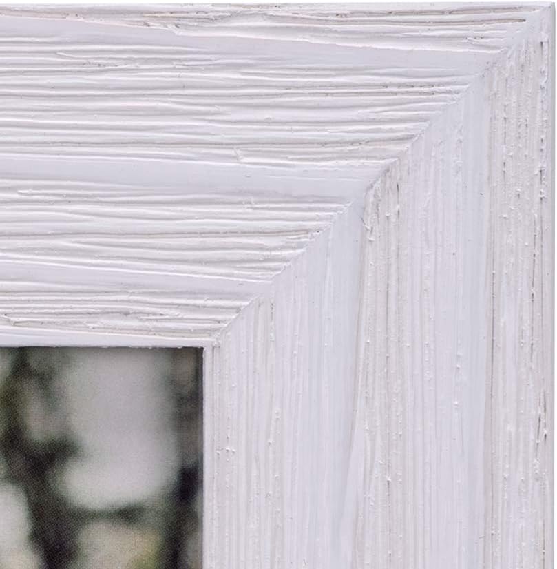 Malden International Designs Rustic Fashion Wide Linear Wooden Picture Frame, White Wash, 5x7