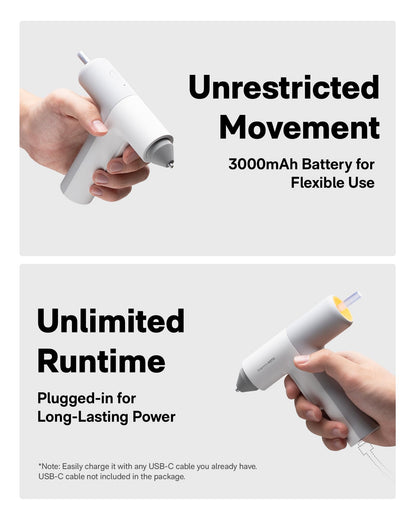 HOTO Cordless Auto Dispensing Glue Gun, Easyflow Hot Glue Gun with 40 Glue Sticks, 30s Fast Heating, 3000mAh USB-C Rechargeable, Anti-Scald & Anti-Drip, Ideal for DIY Crafts, Home Repairs & Decoration