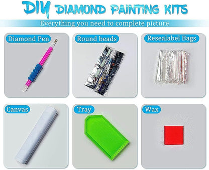 CreateJoy 12 Pack Moonlight Diamond Painting Kits for Adults, 5D Moon Diamond Art Kits for Beginners, DIY Full Drill Paint with Diamond, Home Wall Decor 12 x 16 Inch