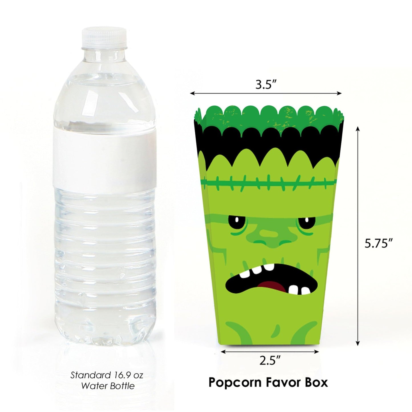 Big Dot of Happiness Halloween Monsters - Skeleton, Dracula, Frankenstein, and Mummy Treat Bags - Halloween Party Popcorn Boxes - Set of 12