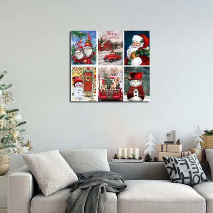 PJOESL 6 Pack Christmas Diamond Painting Kits for Adults - Diamond Art DIY 5D Full Round Drill Crystal Rhinestone Arts and Crafts - Gem Art Paint with Diamond Dots Home Wall Decor 11.8x15.7 in