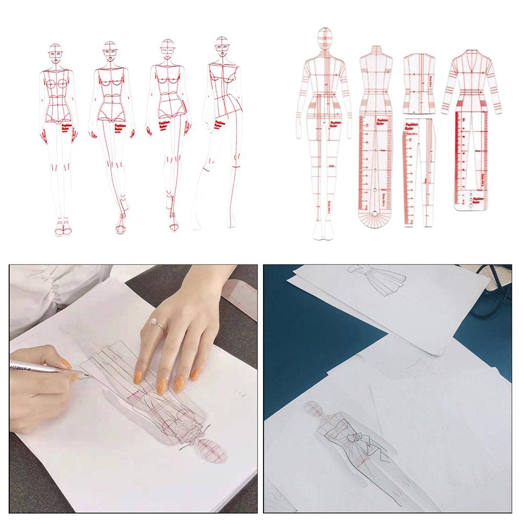 DYNWAVE 8 Pcs French Curve Template Ruler Set,Sewing Humanoid Patterns Design for Dressmaking, Tailoring, Fashion Designing