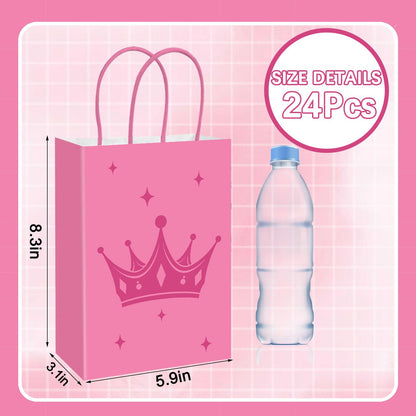 FYSUIMU 24Pcs Witch Paper Bag Pink and Green Party Favor Bags Candy Bags with Handle for Halloween Birthday Baby Shower Princess Birthday Favors Supplies