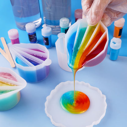 LET'S RESIN Silicone Split Cups,4Pcs Thicken&Reusable Resin Mixing Cups with 2-5Channels,Dividers Paint Supplies,Fluid Art for Resin Crafts,Acrylic Paint Pouring,Drawing, White