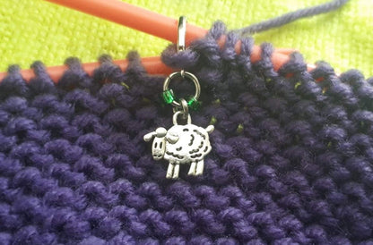 6 Removable Locking Stitch Markers for Knitting and Crocheting - Colourful Sheep and Yarn Charms - Set of 6 Progress Markers - Crochet Earrings by Morgan Curio