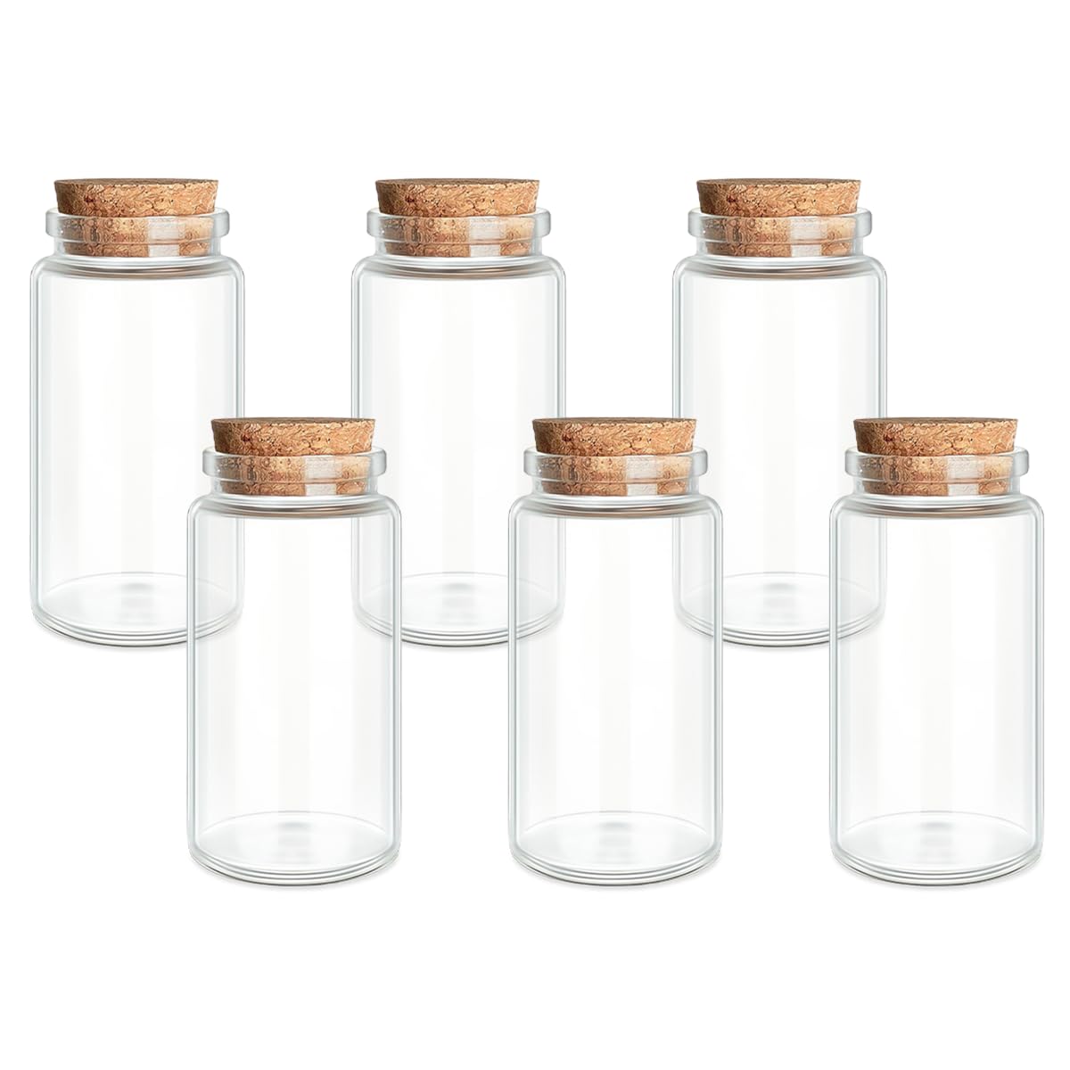 6-Pack 3.38 oz (100 ml) Glass Bottles with Cork Stoppers – for Spell Bottles, Spice Jars, DIY Party Favors, Travel Memories & Plant Propagation – Empty Recyclable Containers for Crafts, Kitchen,Décor
