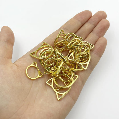 30Pcs Knitting Stitch Marker Metal Cat Head Shaped Stitch Markers for Knitting and Crocheting 2 Sizes Gold Needles Stoppers Locking Sewing Accessories