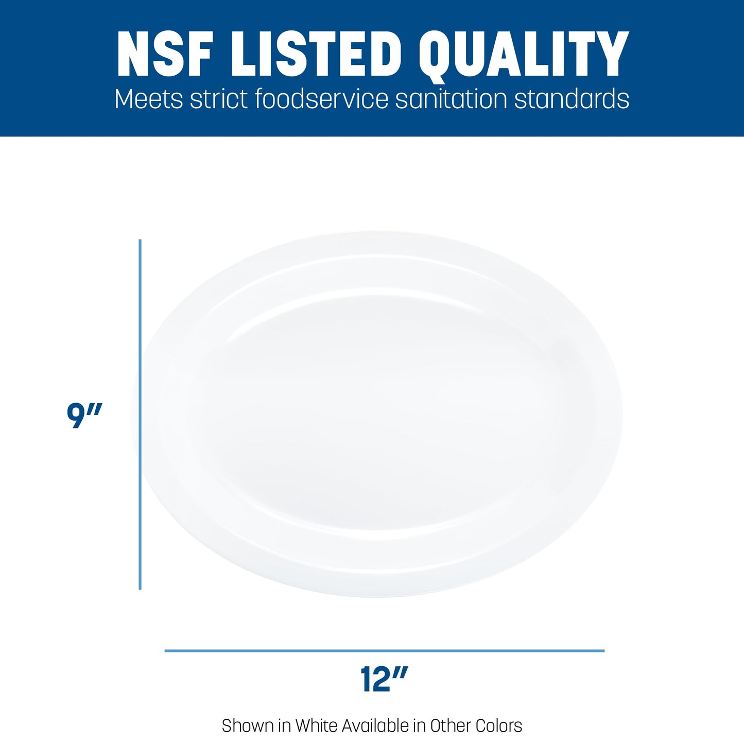 Carlisle FoodService Products Kingline Plastic Oval Platter Oval Tray for Home and Restaurant, Melamine, 12 x 9 Inches, White, (Pack of 12)